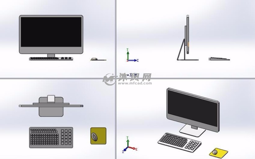 台式电脑设计模型三视图