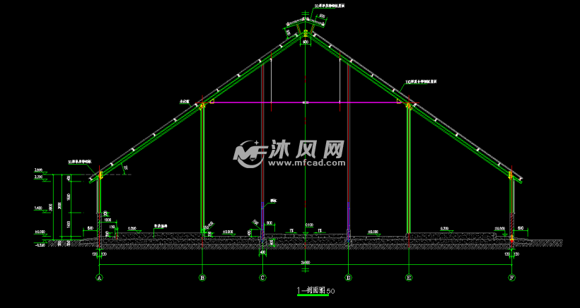 畜牧场畜牧围产牛舍建筑工艺设计图纸