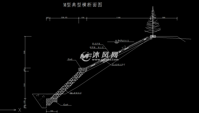 某河生态河堤共13种典型断面布置图纸