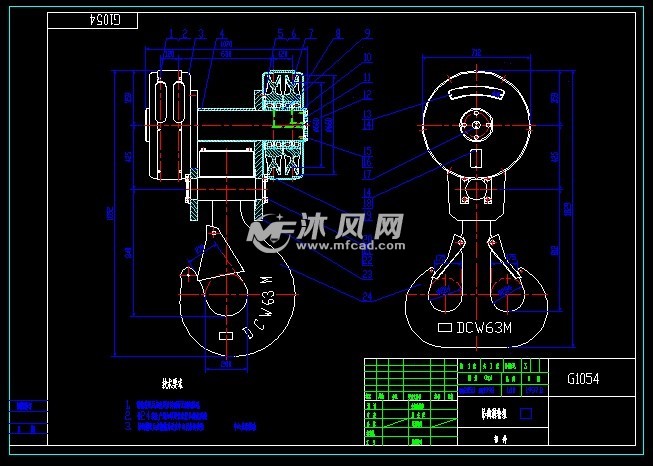 63t吊钩组cad图纸