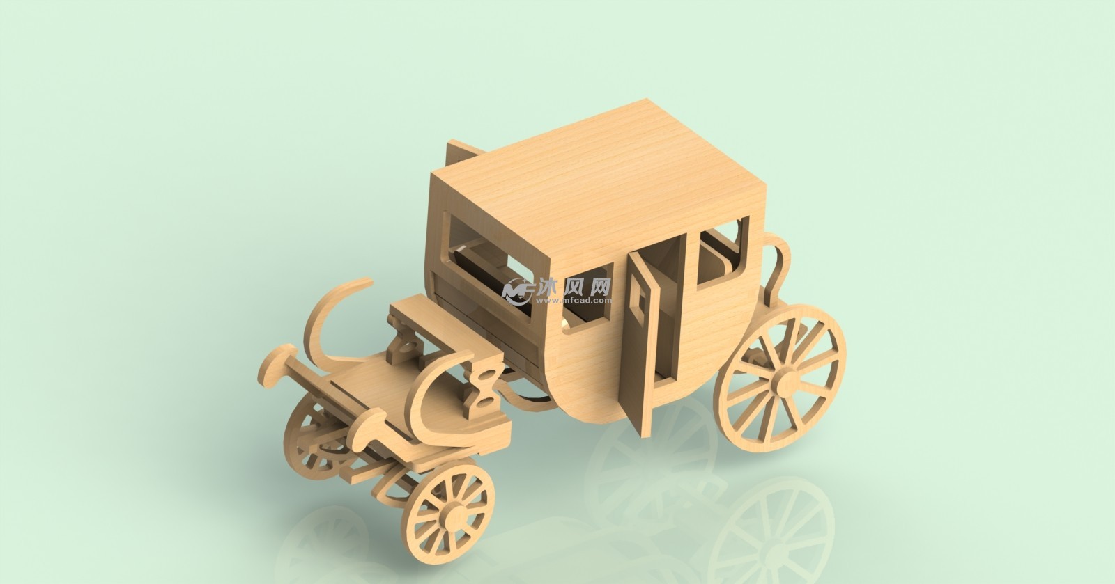 木质小马车模型 - 艺术品/工艺品图纸 - 沐风网