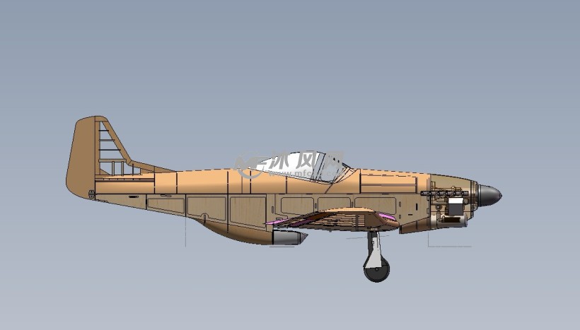 野马p51战斗机cad - 航空航天图纸 - 沐风网