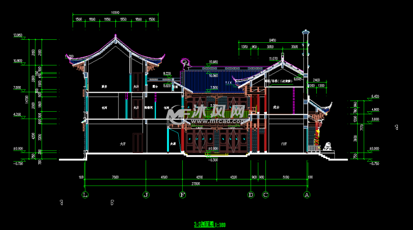 框架结构仿古会馆施工图纸