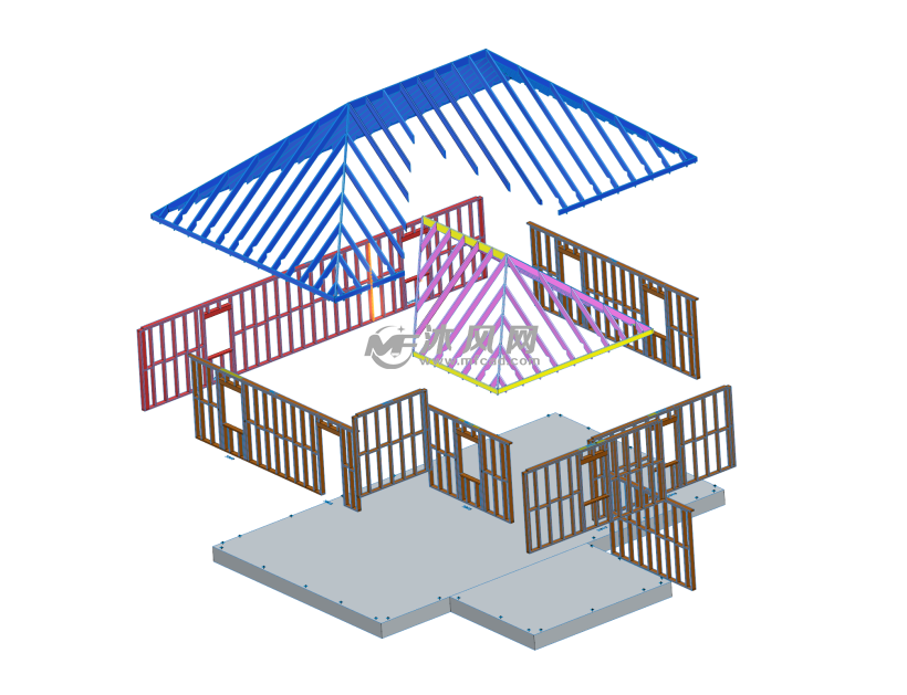 木质别墅房屋结构设计模型 - 建筑模型图纸 - 沐风网