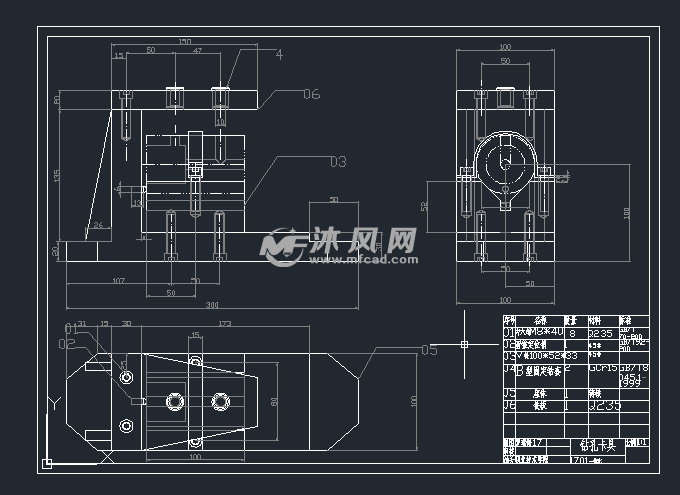 钻孔卡具cad图 - 零部件模型图纸 - 沐风网