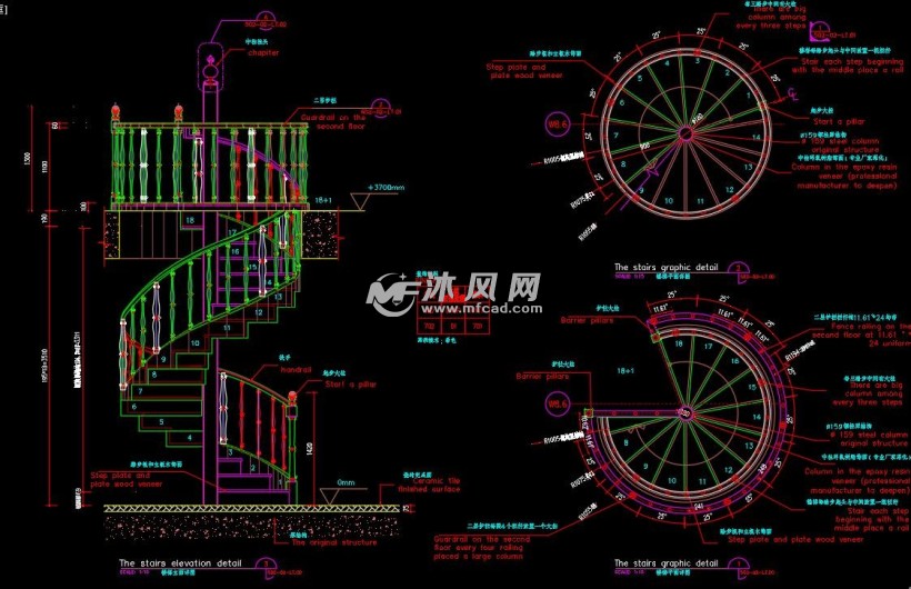 旋转楼梯cad详图