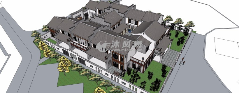 中式古典风格庄园庭院别墅三维模型