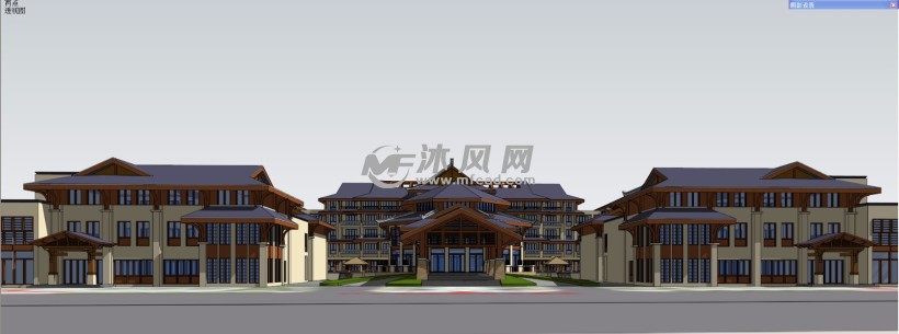 中式仿古建筑酒店会所三维模型