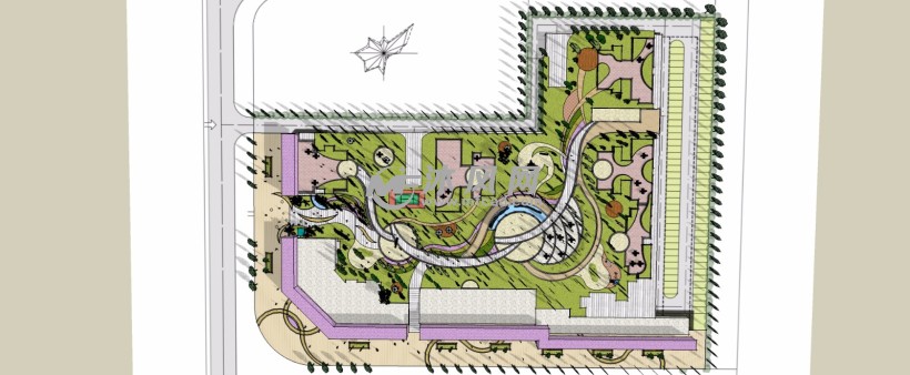 小区室外公园广场景观设计三维模型