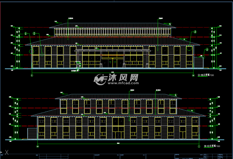 南京胶合木结构式三层旅游服务中心办公楼设计施工图