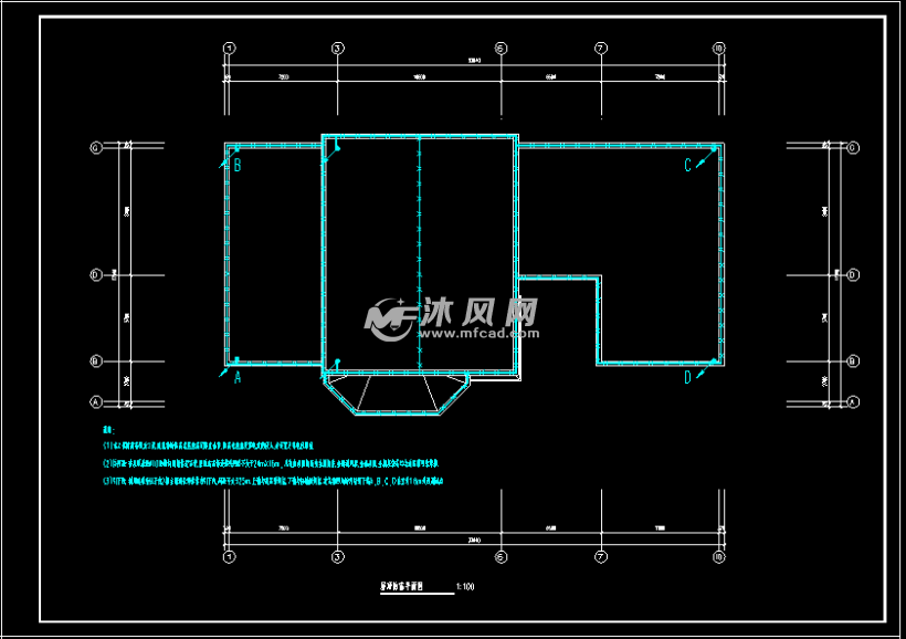 屋顶防雷平面图