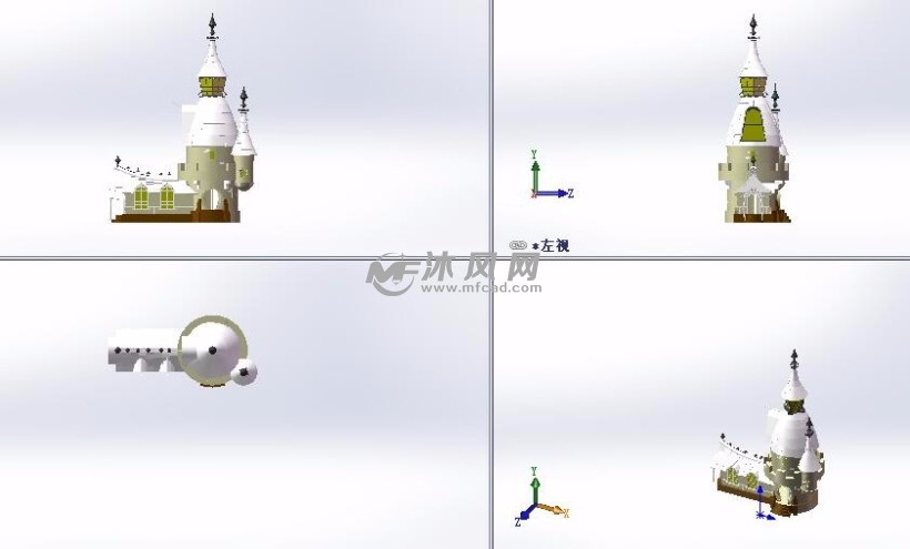 城堡设计模型四视图