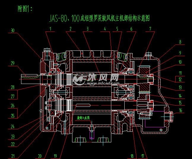 罗茨鼓风机-jas主机部件cad图