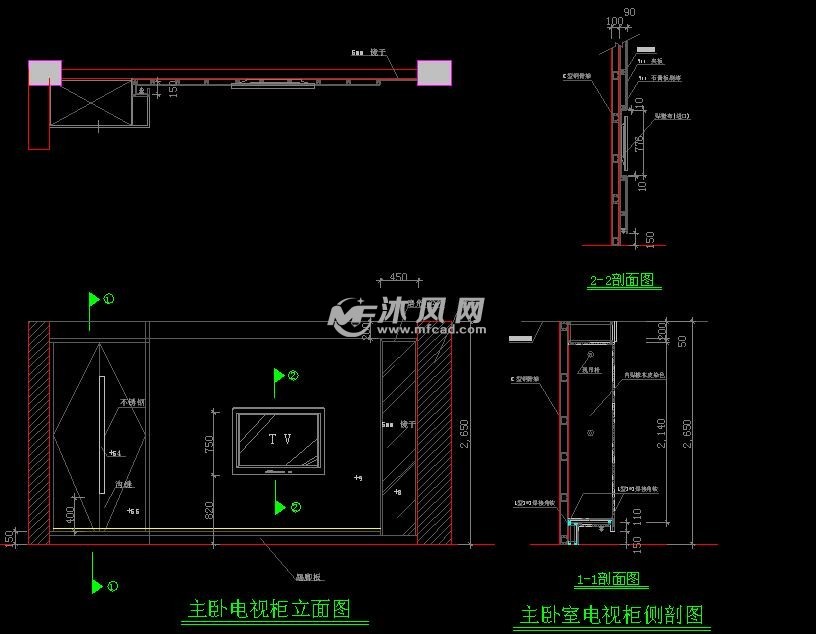 主卧电视柜立面图