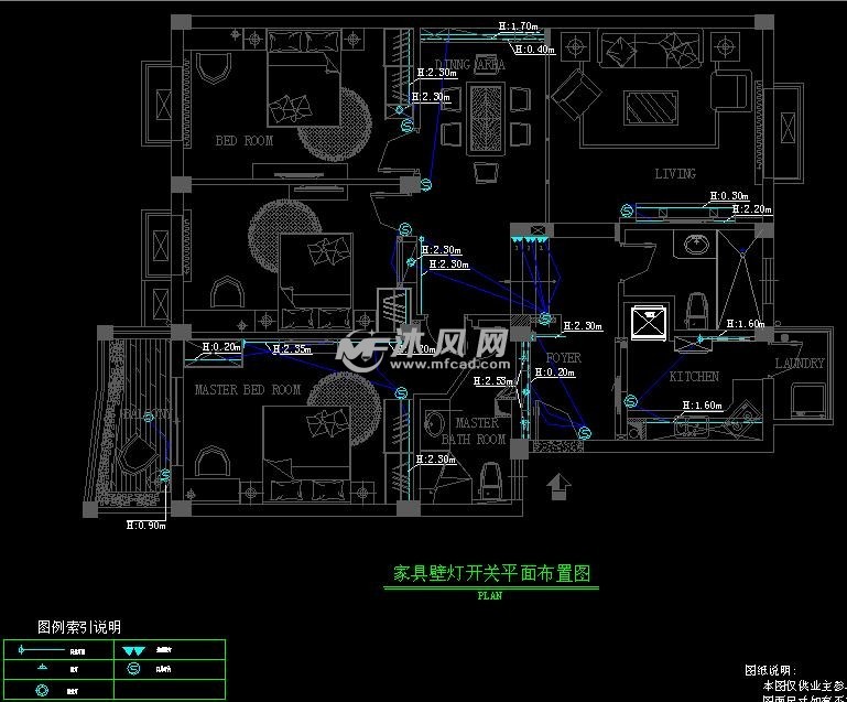 家具壁灯开关平面布置图