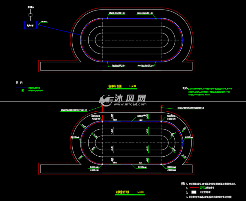 150米塑胶跑道运动场建筑施工图