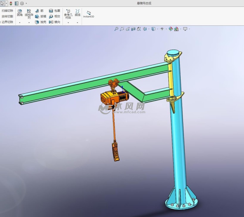 悬臂吊设计模型图 - 工程机械/建筑机械图纸 - 沐风网