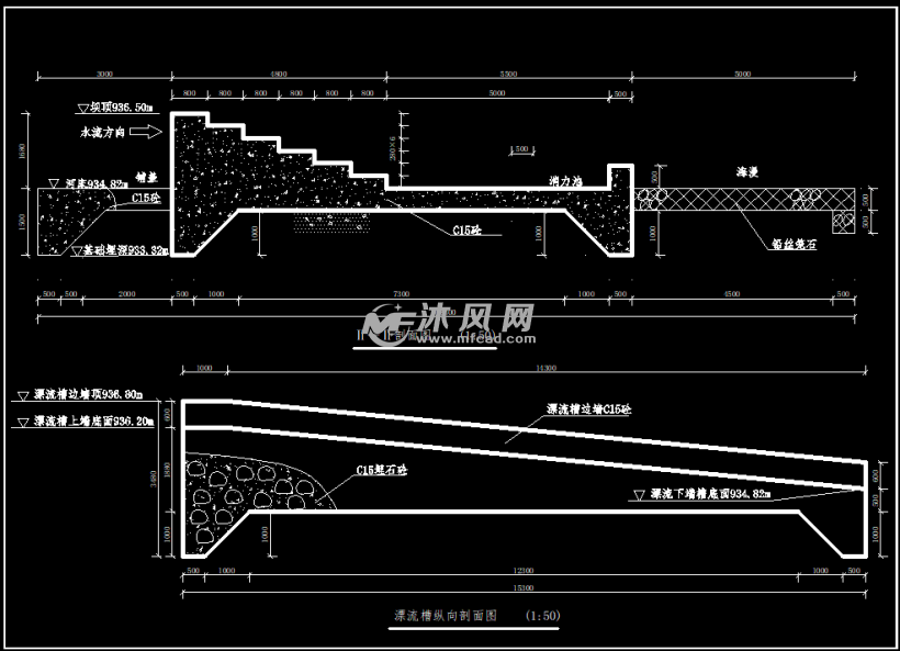 一套水系景观工程景观拦水坝施工图纸