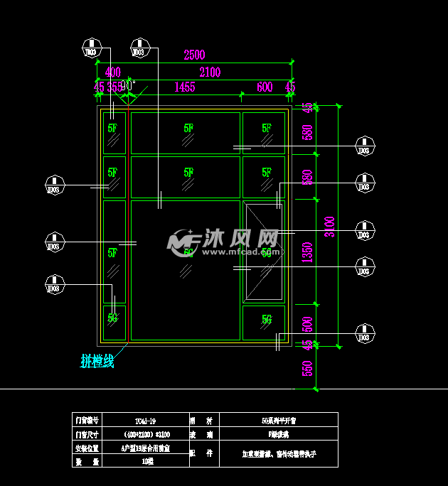 各种铝合金玻璃门窗及大样节点图纸