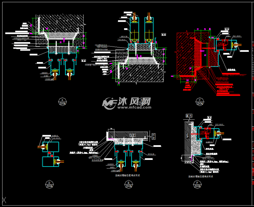 各种铝合金玻璃门窗及大样节点图纸