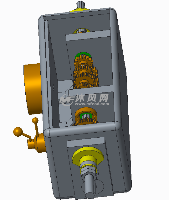 车床进给箱整体装配模型 - 传动系统图纸 - 沐风网