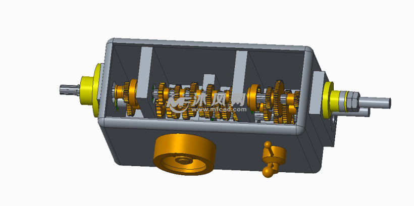 车床进给箱整体装配模型 - 传动系统图纸 - 沐风网