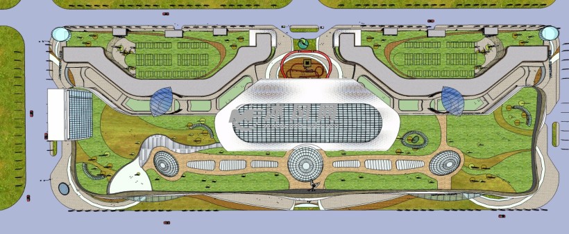 后现代风格商业街太空游乐城广场模型