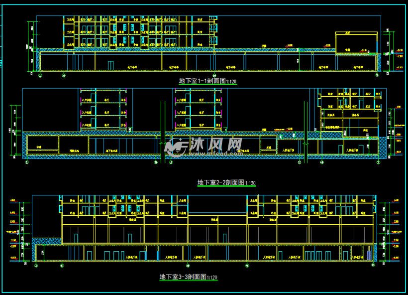 一套住宅小区带图纸停车位的人防地下室建筑设叠a4大双层成图片