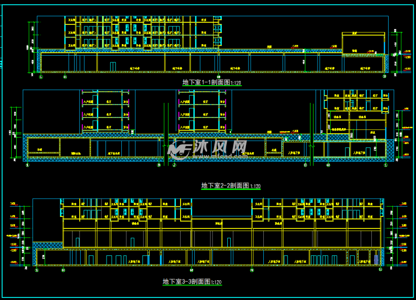 一套住宅小区带双层停车位的人防地下室建筑设计施工图纸 建筑图纸