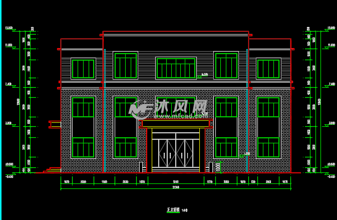 三层砖混结构小办公楼建筑设计图 办公建筑图纸 沐风网