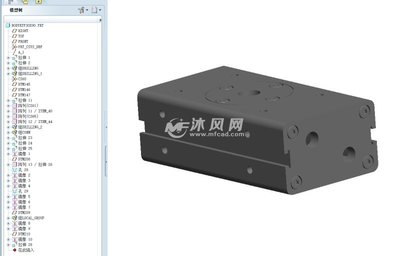 正反转气缸proe