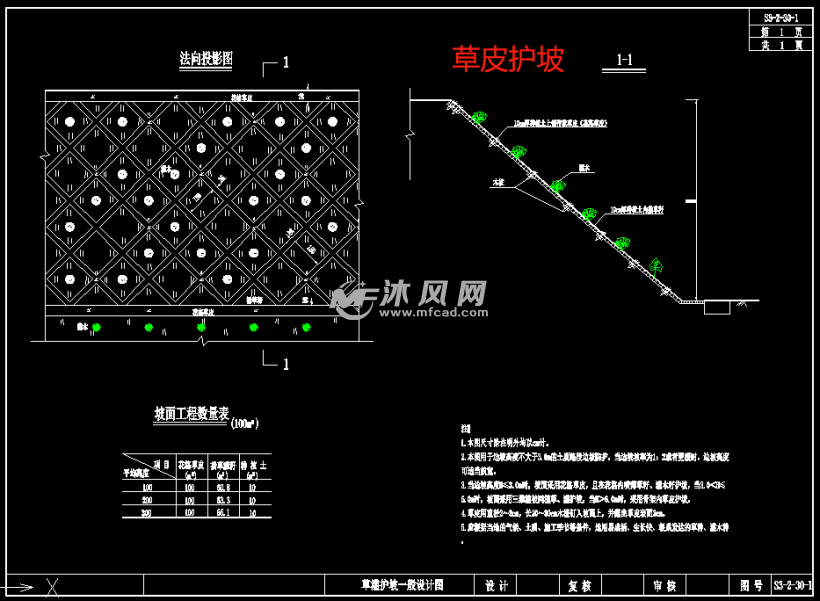 钢筋砼方格骨架护坡等11套防护工程图纸 - 大坝堤防图图纸 - 沐风网