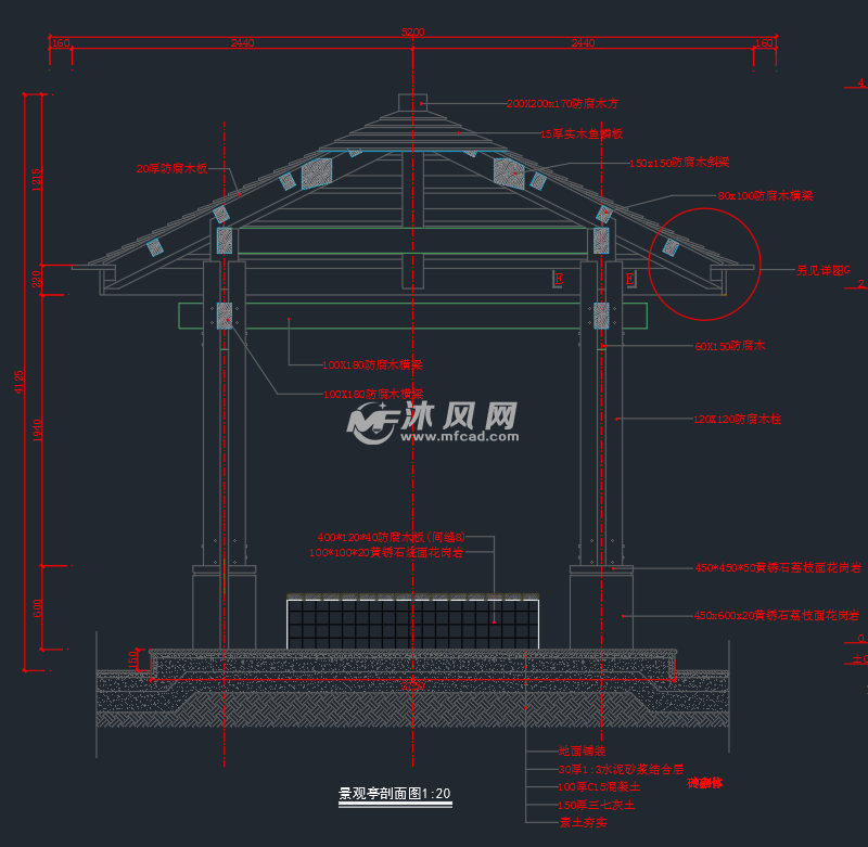 景观亭剖面图