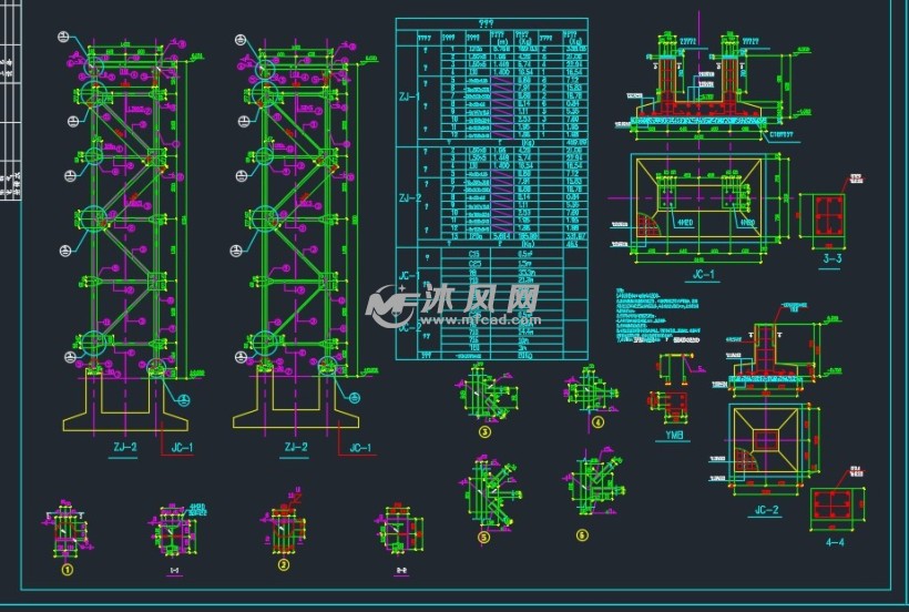 串接水工程管道支架结构施工图