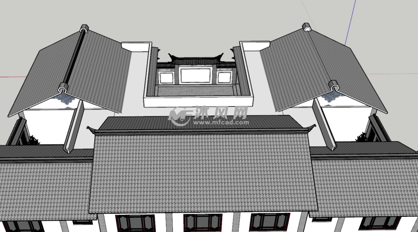 单层白族三合院民居建筑模型 - 建筑模型图纸 - 沐风网