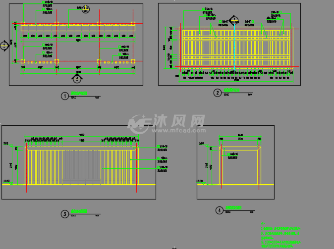 园林景区钢结构廊架设计图 - 小品及配套设施施工图
