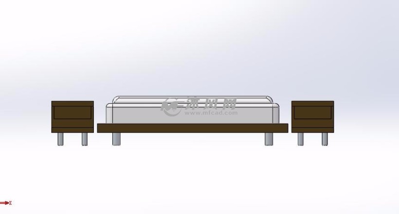 双人床设计模型正视图