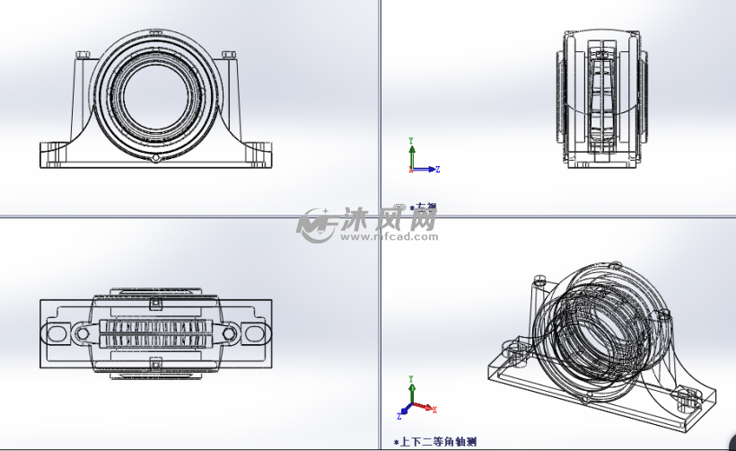 标准型立式带座调心轴承模型三视图