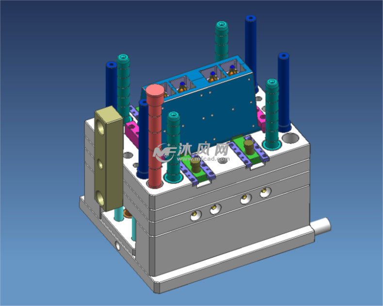 中心管两面哈弗滑块推板顶出3d模具结构