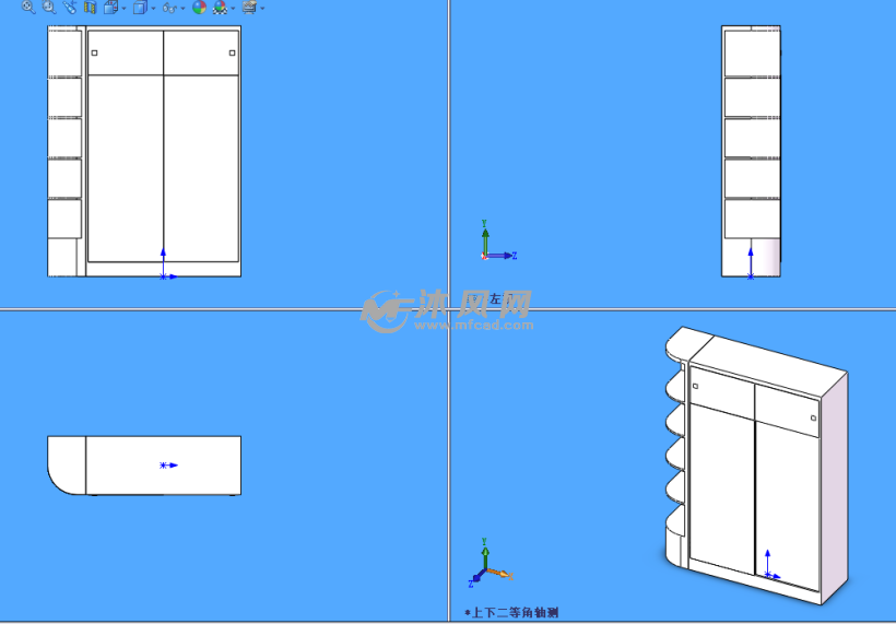 推拉门衣柜模型三视图