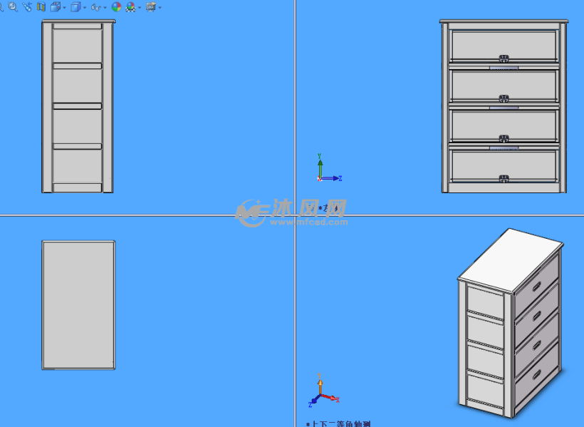 四抽屉柜子模型三视图