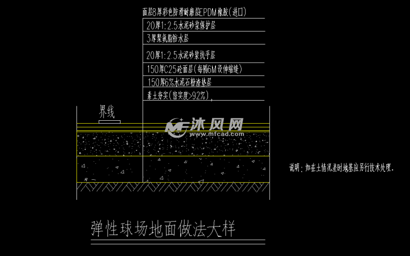 网球场cad施工图含