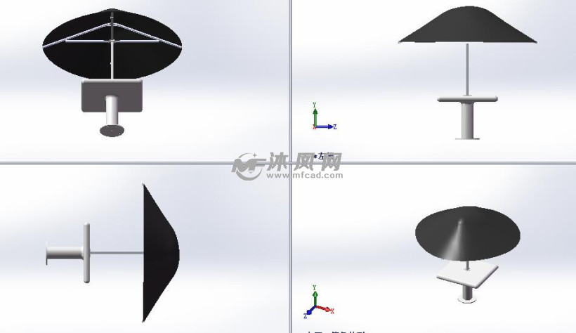 伞式台灯三维模型三视图