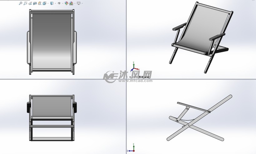 简约躺椅模型三视图