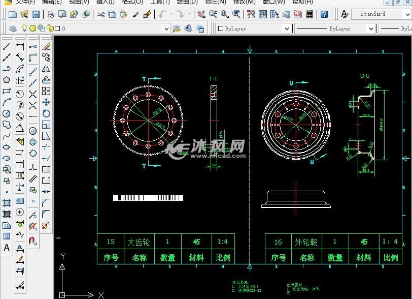 大齿轮,外轮毂 工程图