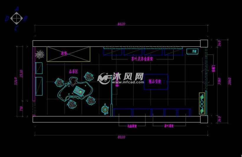 茶叶店cad施工图