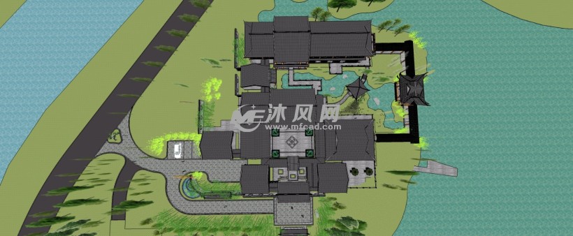 中式古建筑王府合院豪宅别墅庭院会所三维模型