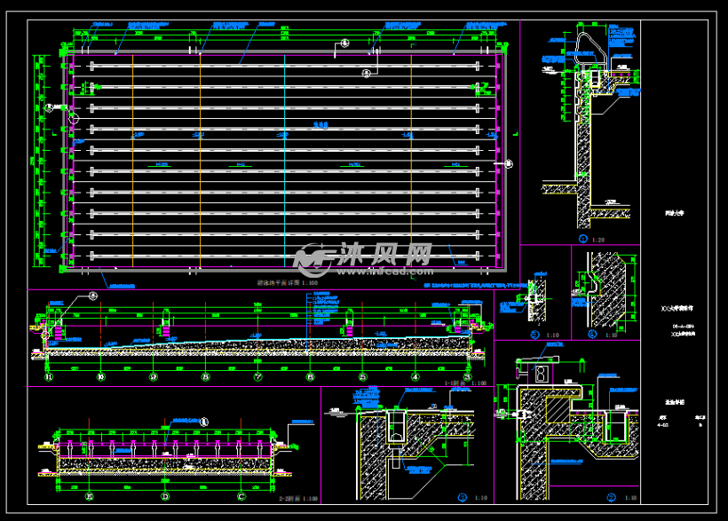 3套50米×25米比赛标准游泳池施工图纸