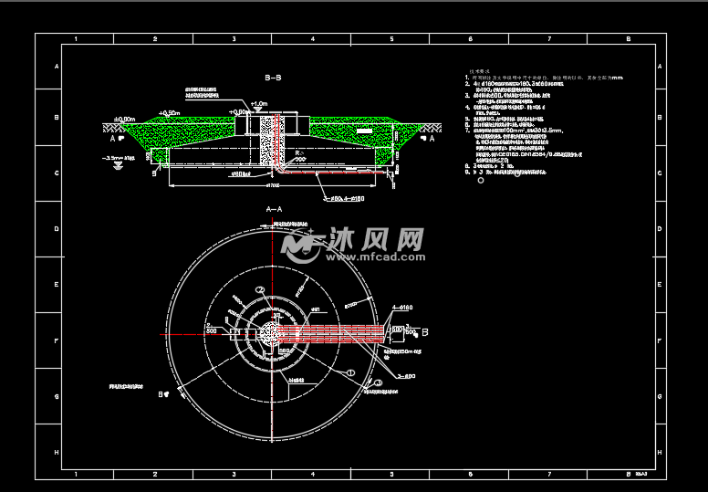 风力发电板式基础图纸