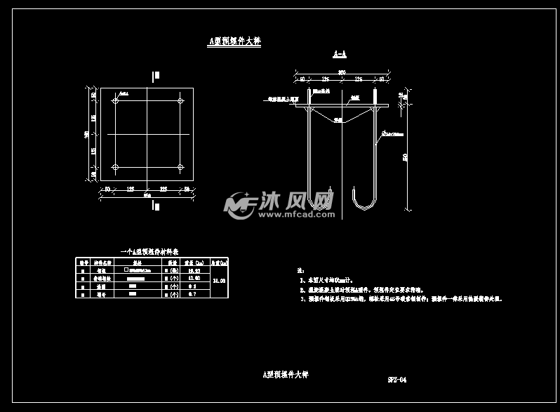 a型预埋件大样